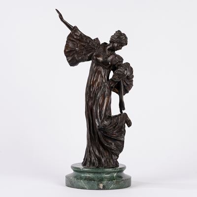 A. Léonard, La Danseuse, scultura in bronzo su base in marmo verde