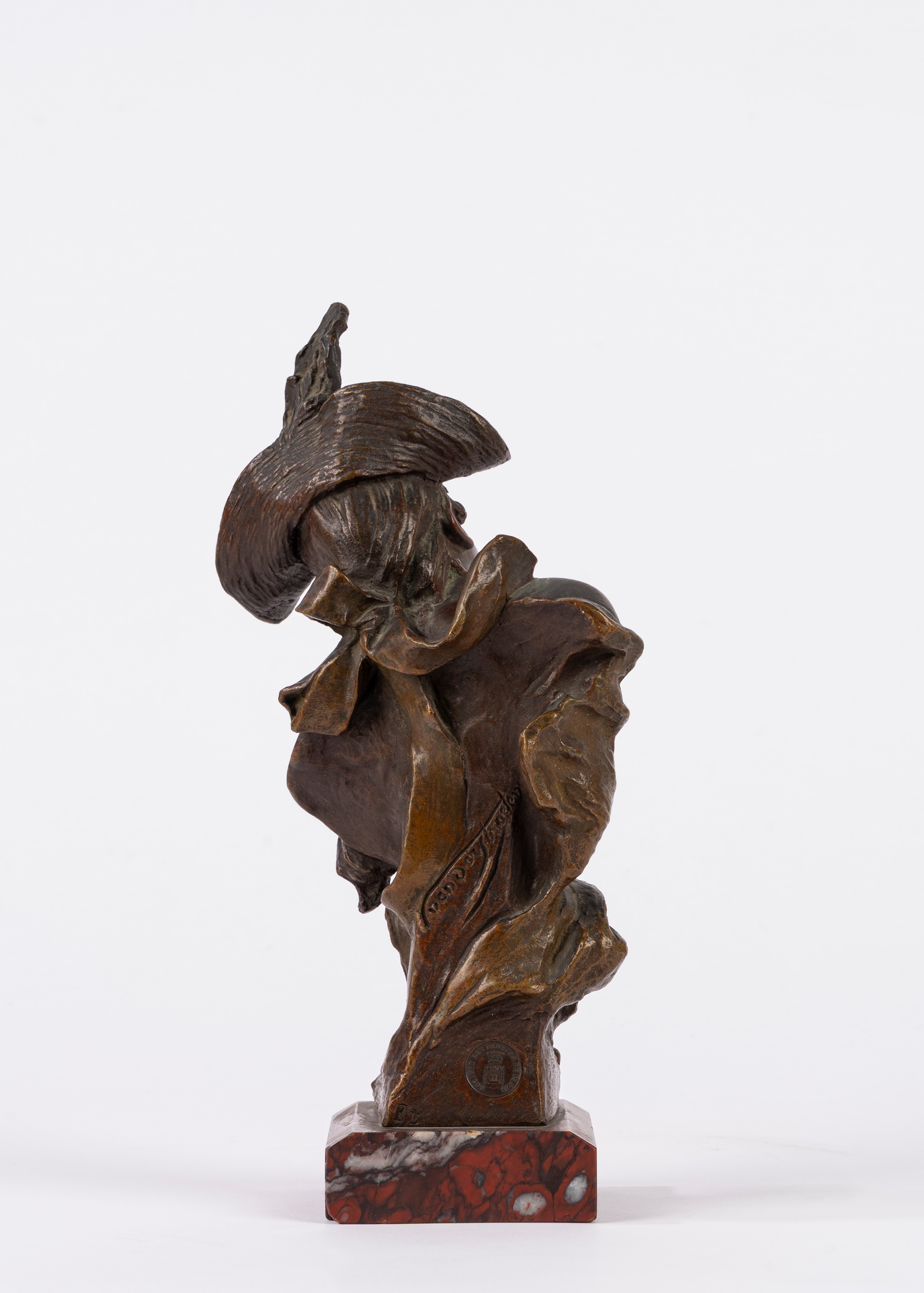 Georges Van Der Straeten - Estate, scultura in bronzo su base in marmo rosso