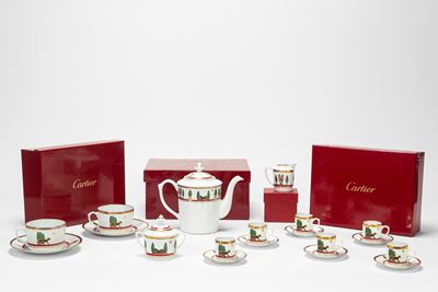 Servizio da Caffè e Tè "panthère" in Porcellana. la Maison De Louis Cartier, Limoges, Francia, 19...