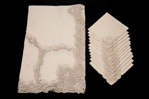 Burano lace tablecloth and 12 napkins