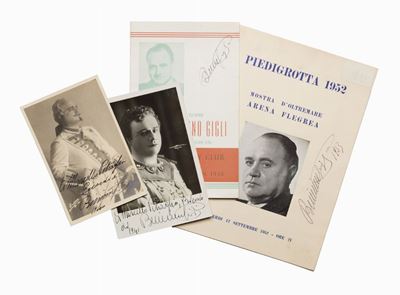 Gigli, Beniamino - Insieme di fotografie autografate con memorie storiche
