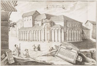 Manfredi, Pianta, esteriore e spaccato del nuovo teatro di Reggio di Lombardia, 1742