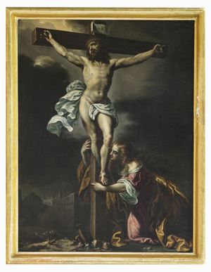 Crocifissione con Maria Maddalena e città sullo sfondo