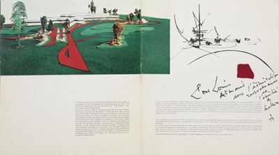 Mathieu, Composizione (1968), inchiostro e stoffa su carta