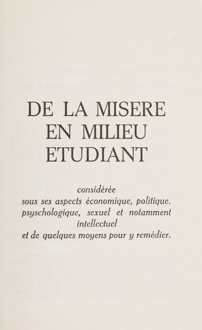 De la misère en milieu étudiant