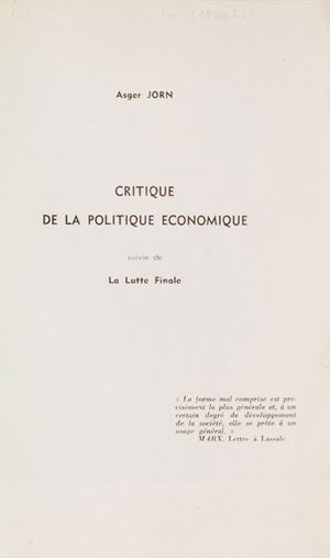 Critique de la politique économique. Suivie de la Lutte Finale