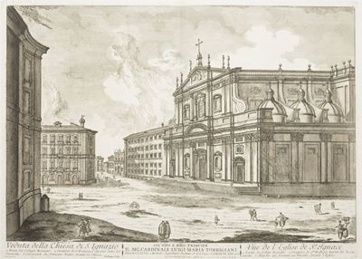 Montagu, Veduta dell'esterno della Basilica di S. Pietro in Vaticano e della Chiesa di S. Ignazio