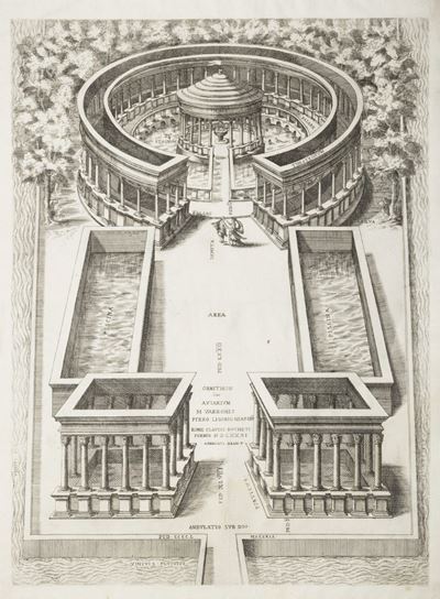 Cassino - Brambilla, Ornithon sive Aviarium M. Varronis - Ricostruzione di Pirro Ligorio, Incisio...
