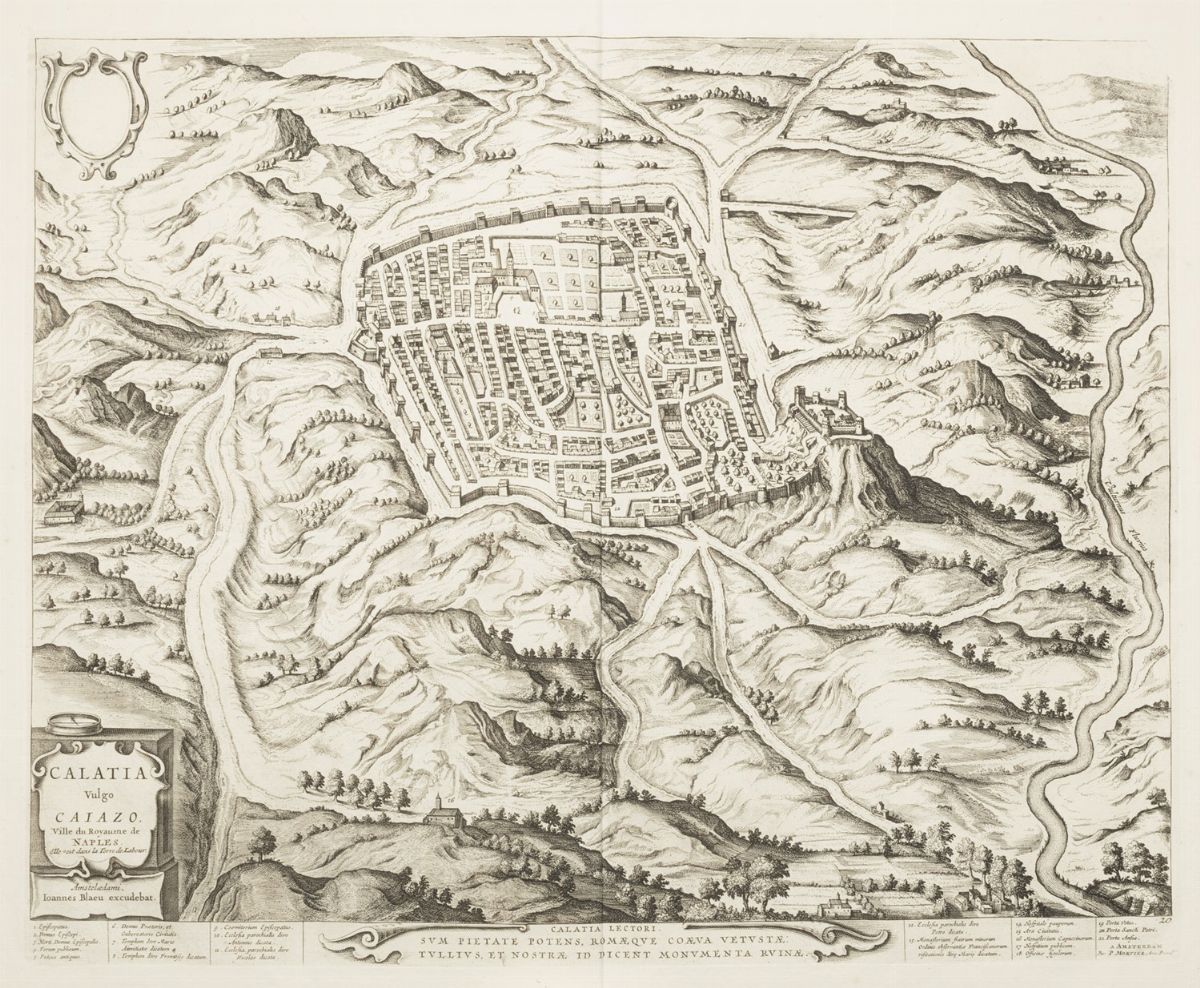 Campania - Blaeu, Johannes - Blaeu, Calatia vulgo Caiazo, Ville du Royaume de Naples. Lacus Anian...