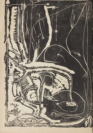 Il solo numero uscito di un periodico edito da Giuseppe Gallizio. Contiene: "Forma e struttura" di Asger Jorn; "Per una teoria generale delle arti figurative" di Pietro Simondo e "Funzioni architettoniche, di destinazioni democratiche" di Elena Verrone. Nel comitato di redazione figurano anche Enrico Baj, Tullio Albisola e Ettore Sottsass. La rivista fa da seguito al primo numero de "Il Gesto".  Eristica. Bollettino d'informazione del Movimento Internazionale per una Bauhaus Immaginista
