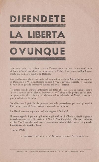 Difendete la libertà ovunque, volantino del 1958