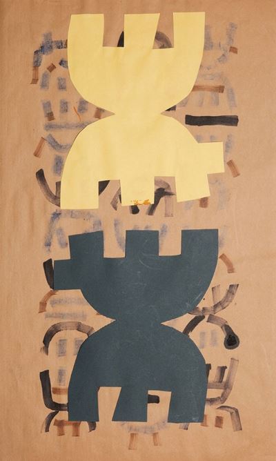 Superficie CP/314, collage e penna feltro su carta avana