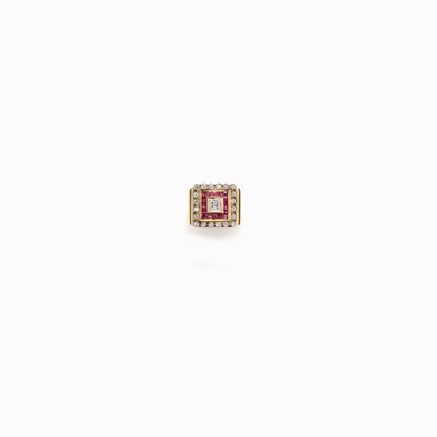 Anello in Diamanti e Rubini in Oro Giall
