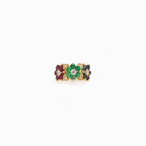 ANELLO IN DIAMANTI E GEMME, CHANTECLER 
