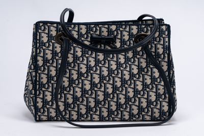 Borsa shopper Promenade in tela Jacquard Dior Oblique blu