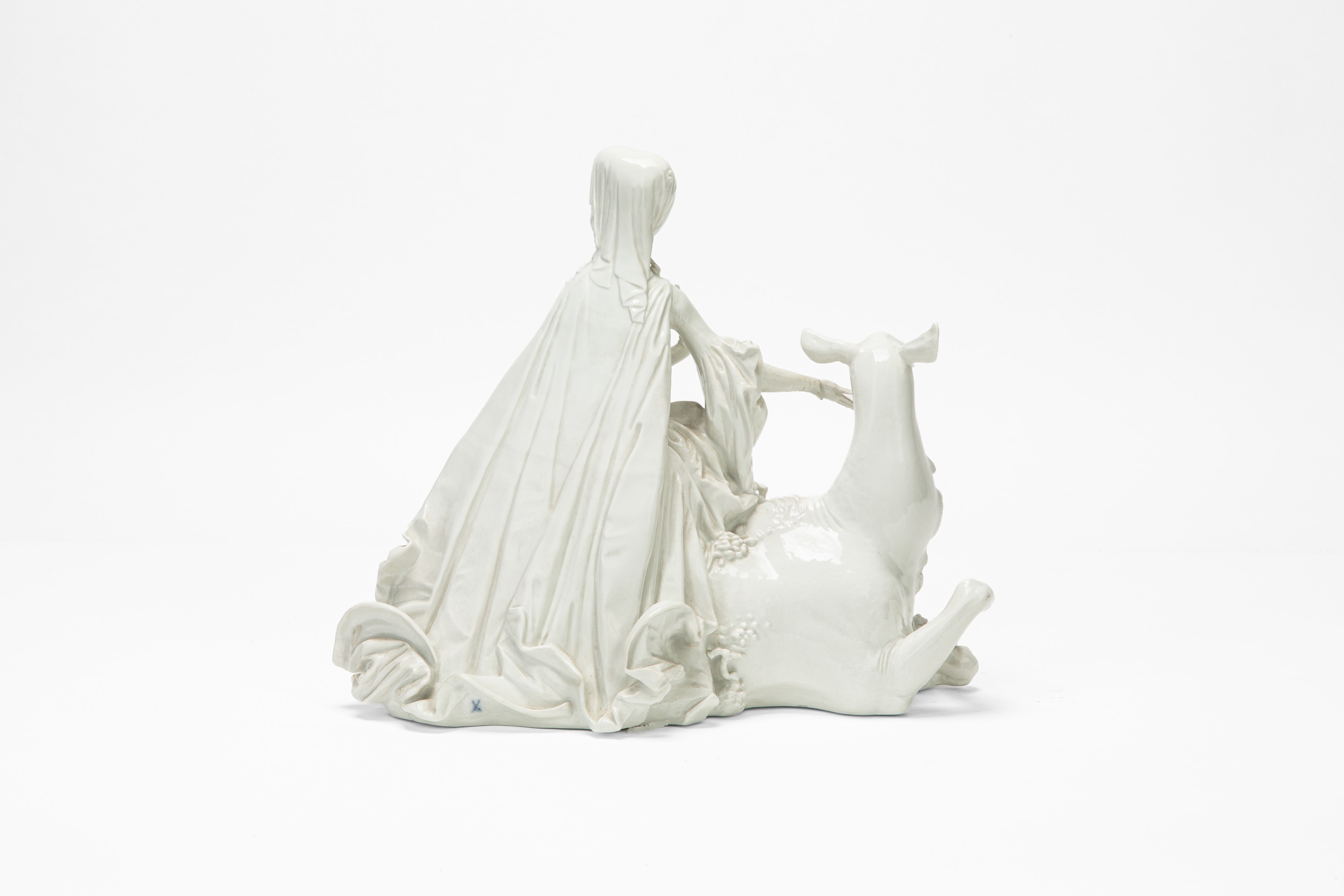 Paul Scheurich, Dama su cerva (modello), statuetta in porcellana Meissen, XX secolo