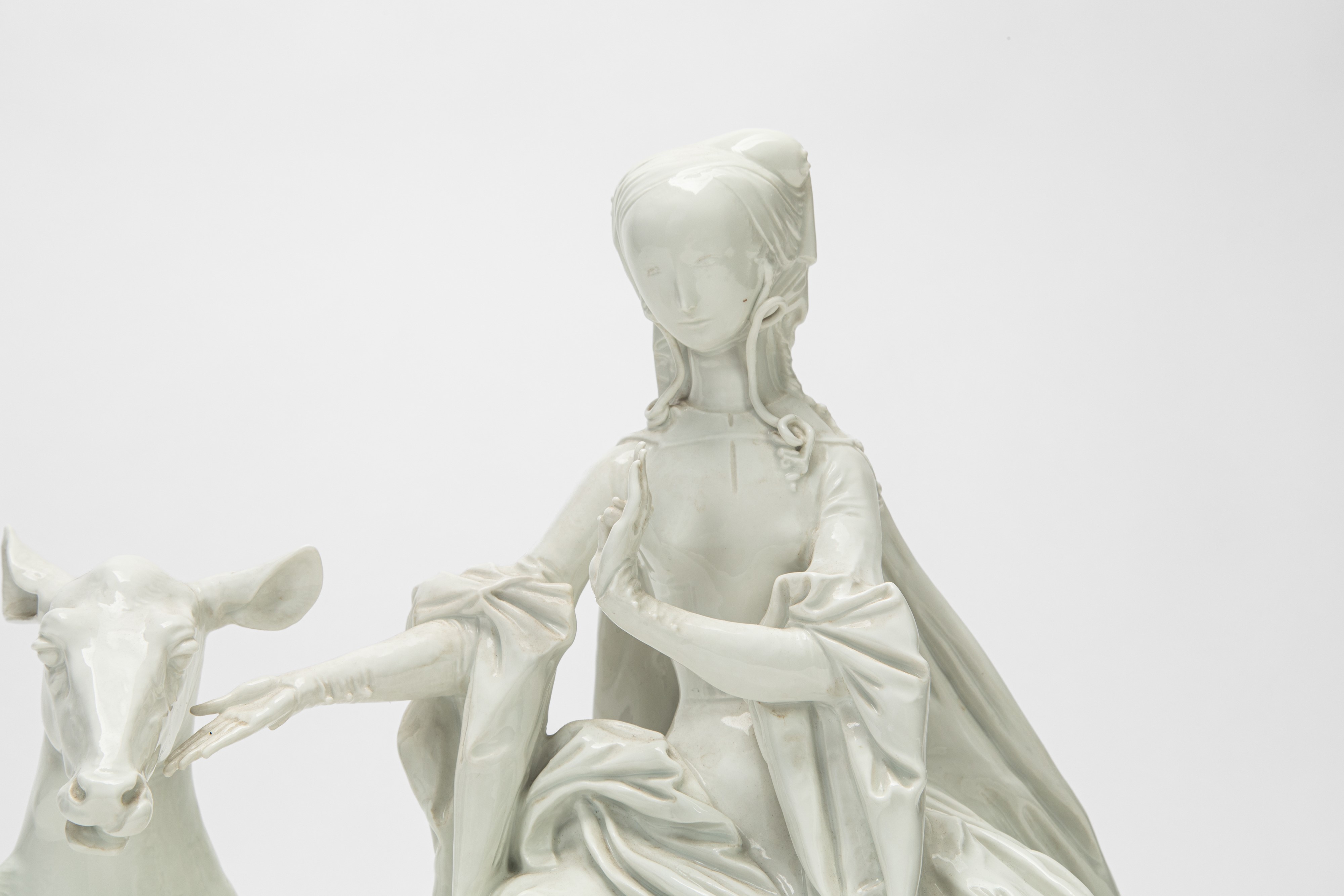 Paul Scheurich, Dama su cerva (modello), statuetta in porcellana Meissen, XX secolo