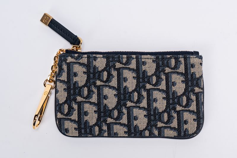 Christian Dior - Portachiavi DiorTravel in tela Dior Jacquard Oblique blu