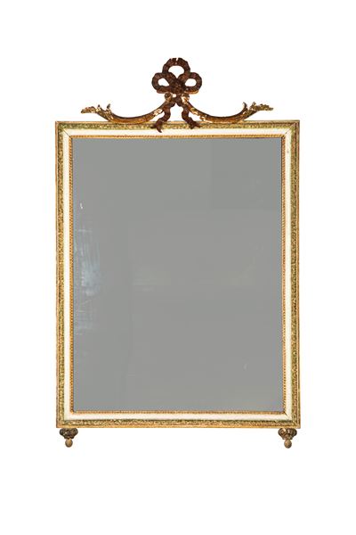 Specchiera, legno intagliato, laccato e dorato, XIX secolo