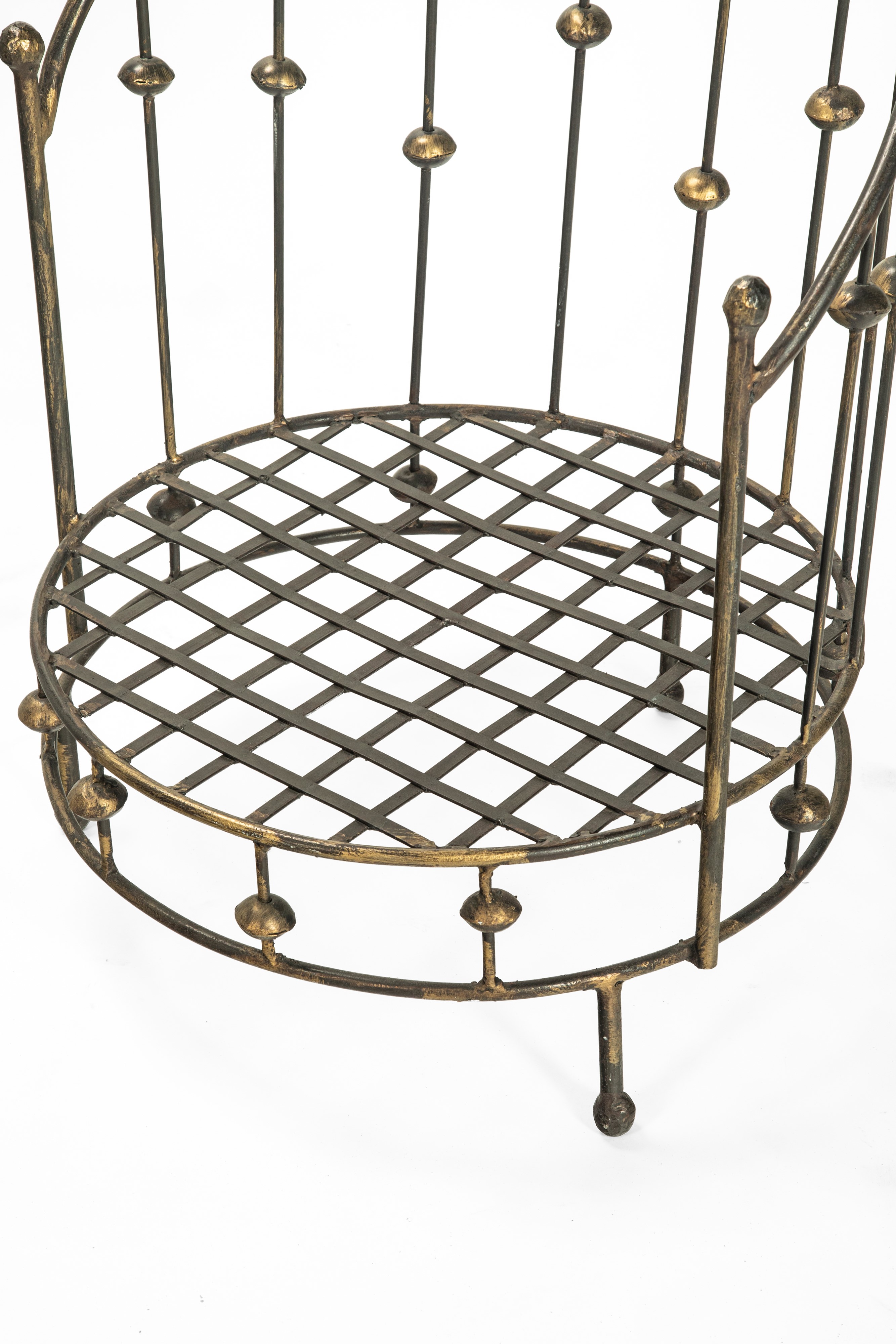 Seduta a baldacchino, struttura in ferro e ottone