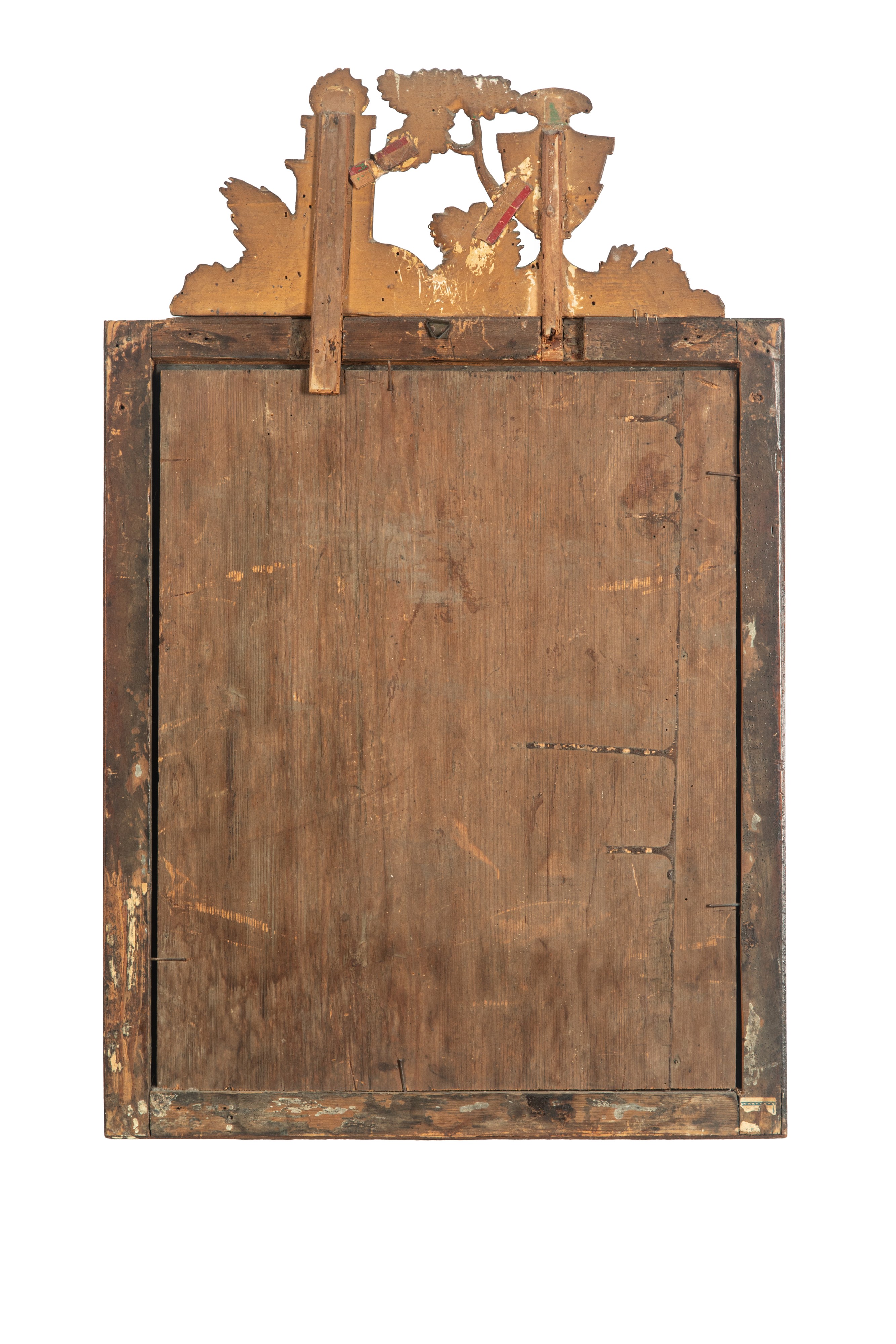 Specchiera, cornice in legno dorato e vetro inciso con Immacolata Concezione, Venezia, XIX secolo