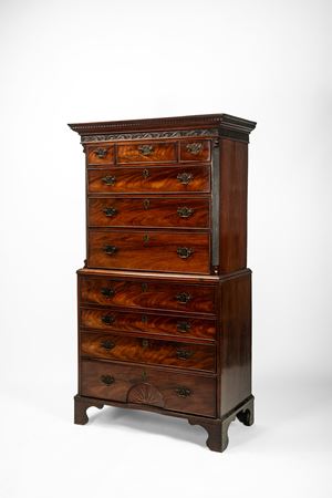 Tallboy-chest on chest Giorgio III in mogano