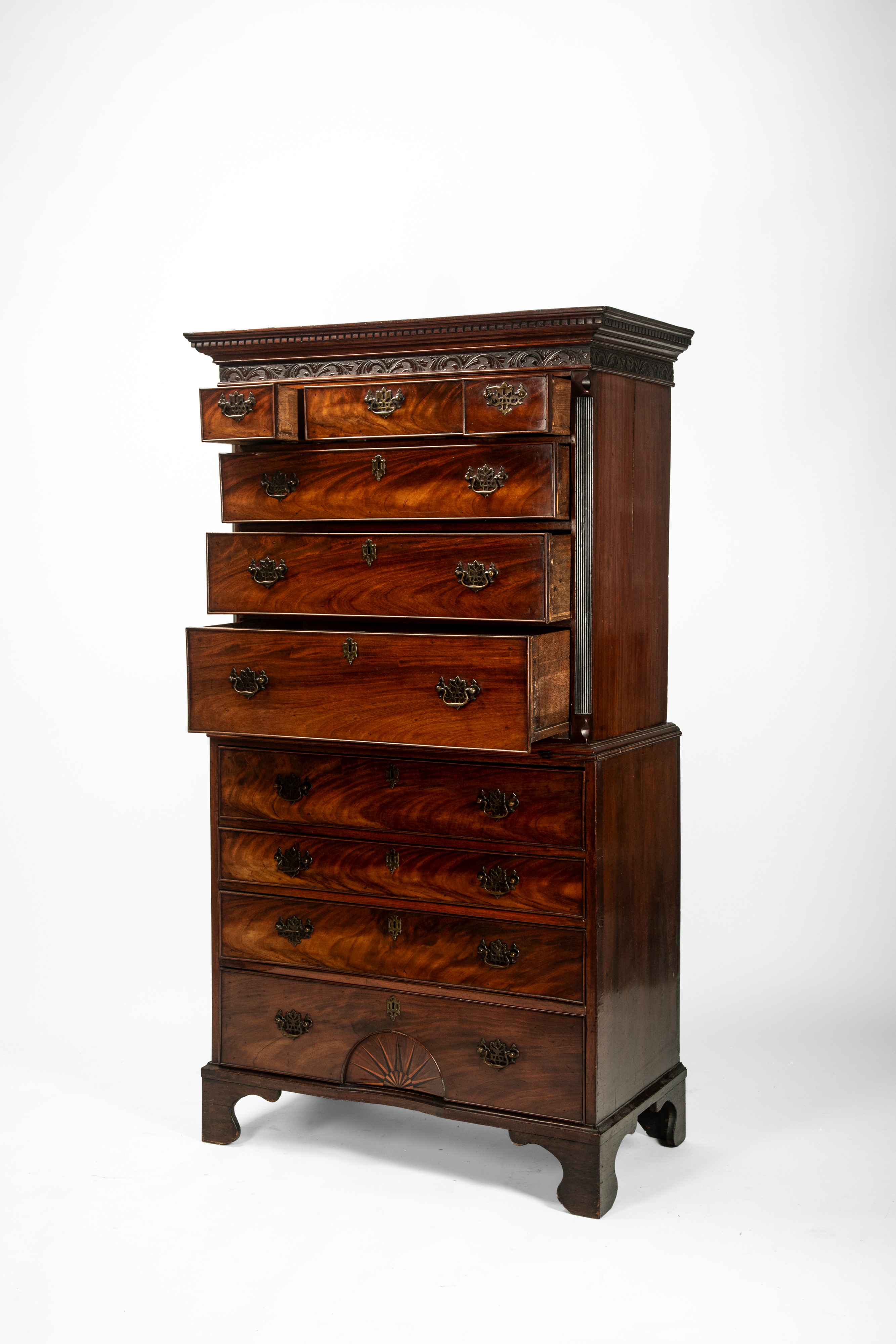 Tallboy-chest on chest in stile Giorgio III, in mogano