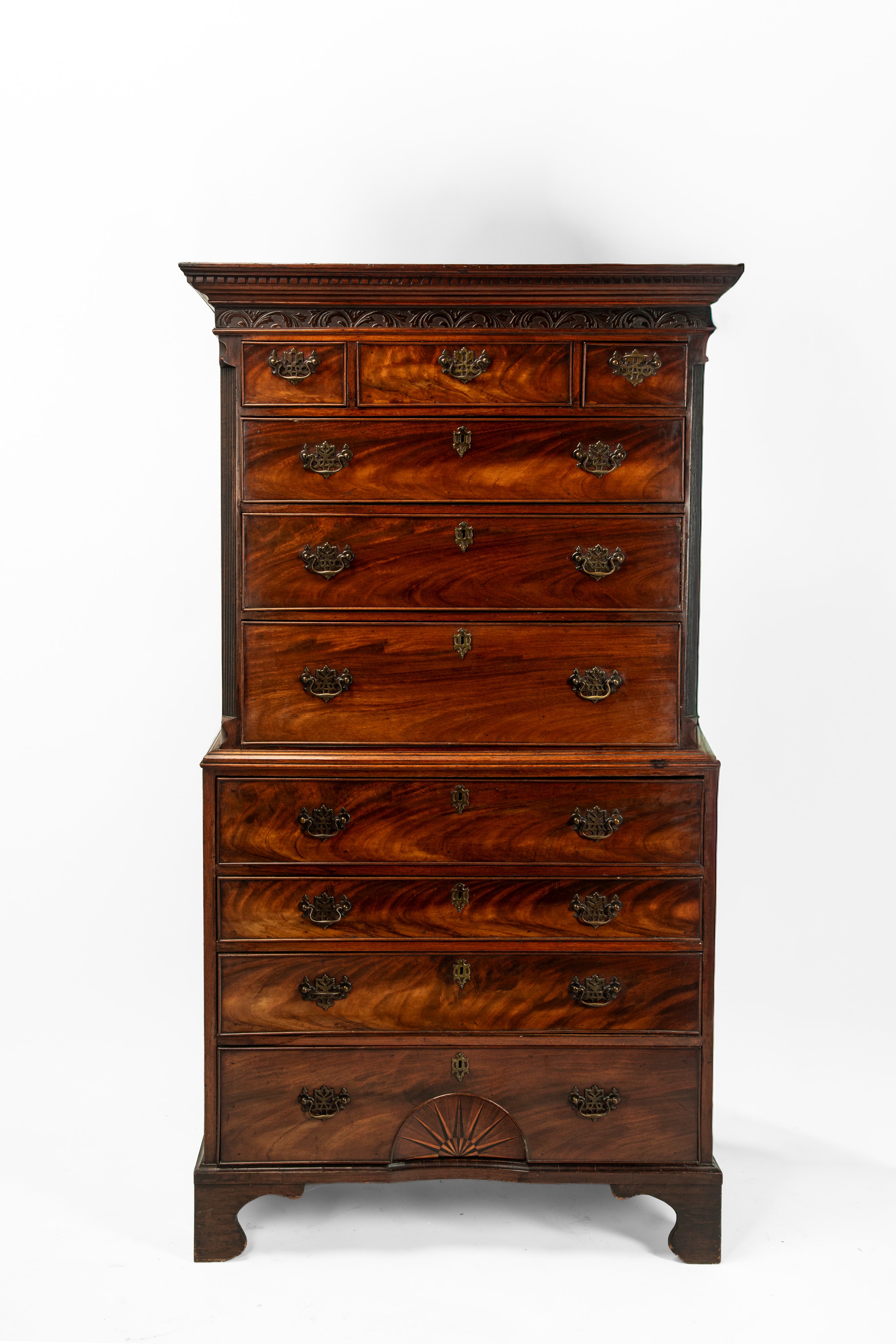 Tallboy-chest on chest in stile Giorgio III, in mogano