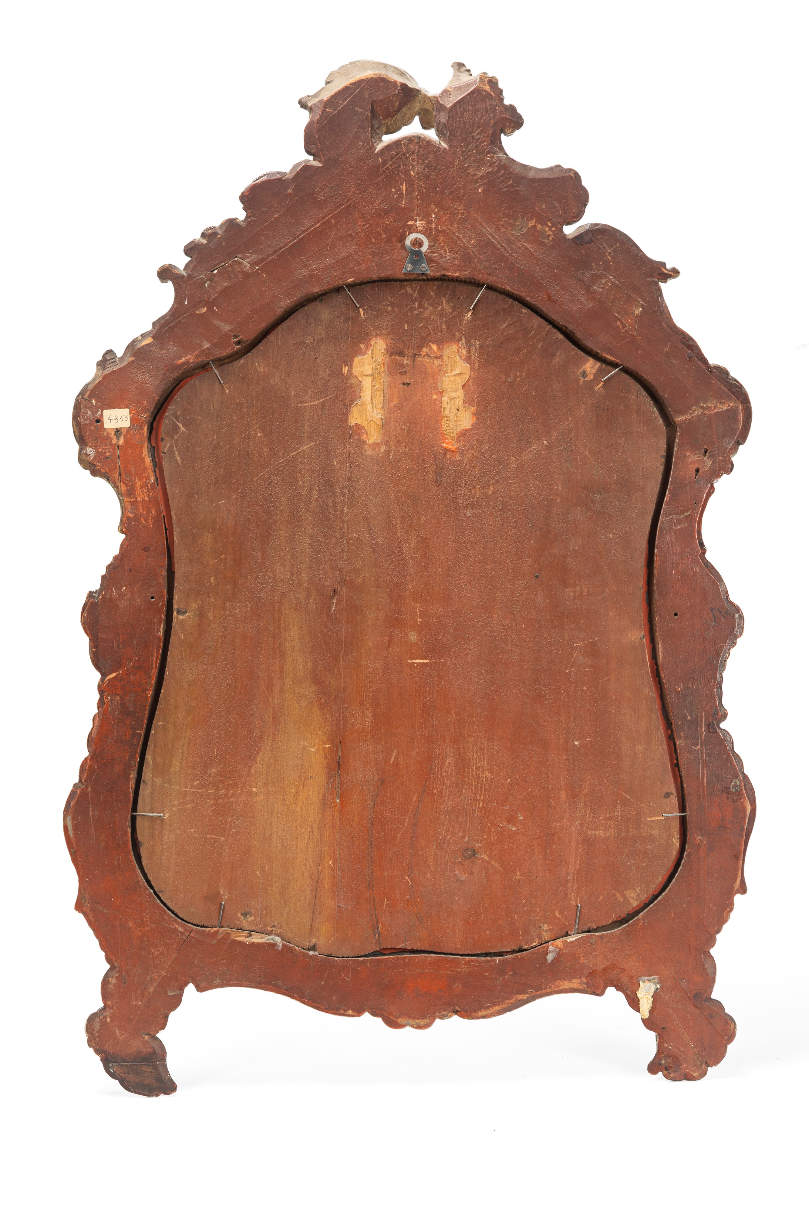 Specchiera veneziana del XVIII secolo, legno laccato a forma mossa