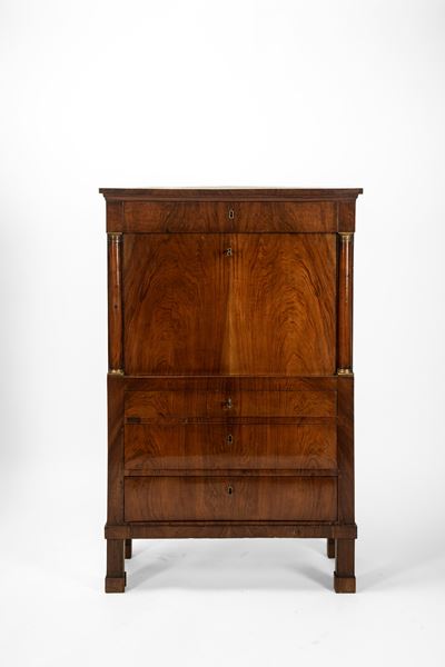 Secretaire lastronato in mogano, Secolo XIX