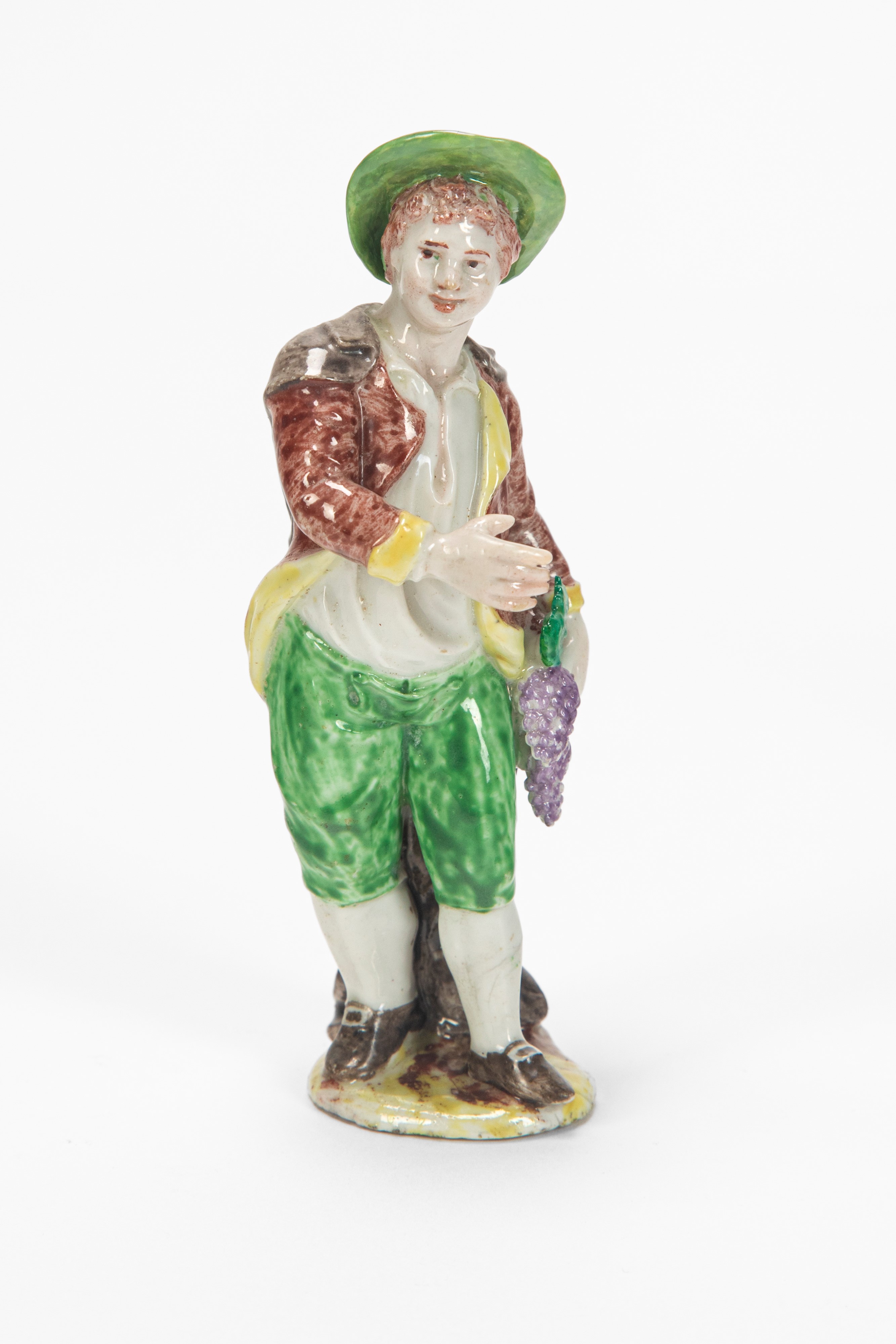 Figura di vendemmiatore, Tre figure in porcellana policroma (prob. Venezia, XVIII secolo)
