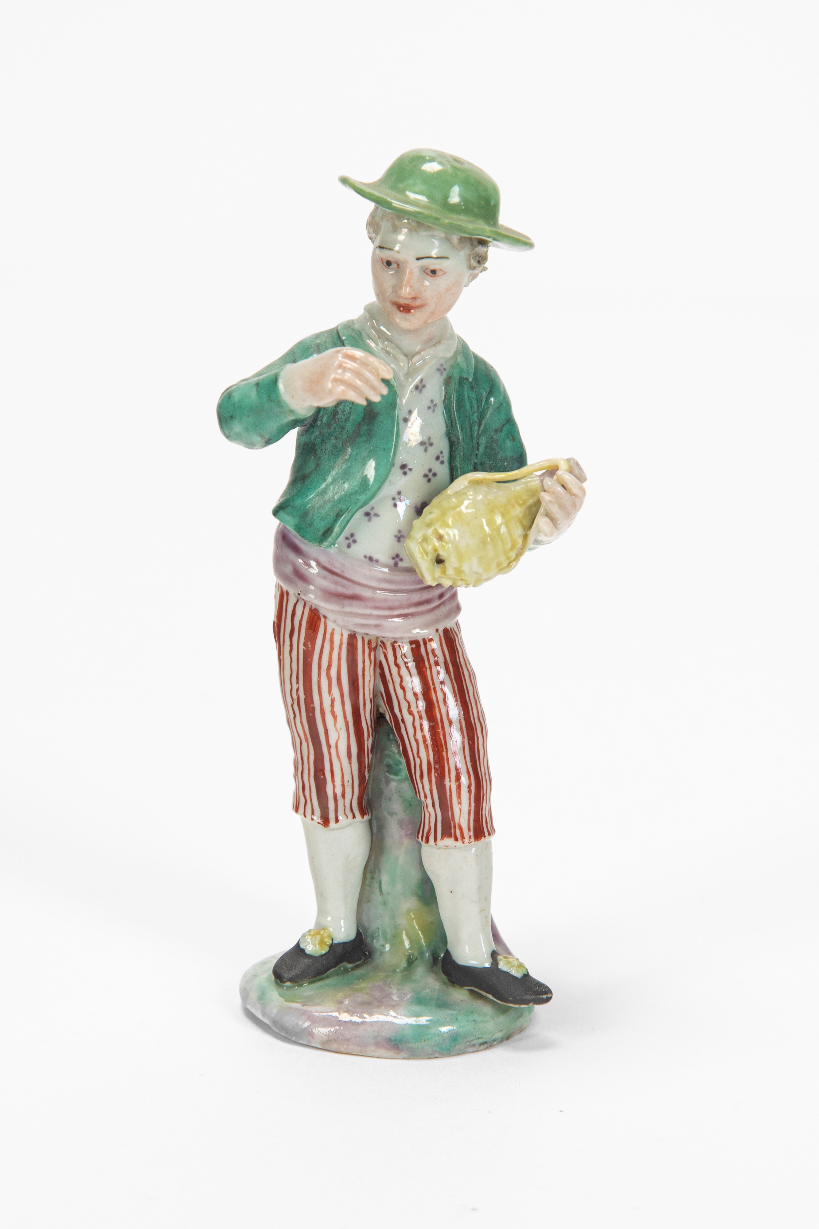 Figura di vendemmiatore, Tre figure in porcellana policroma (prob. Venezia, XVIII secolo)