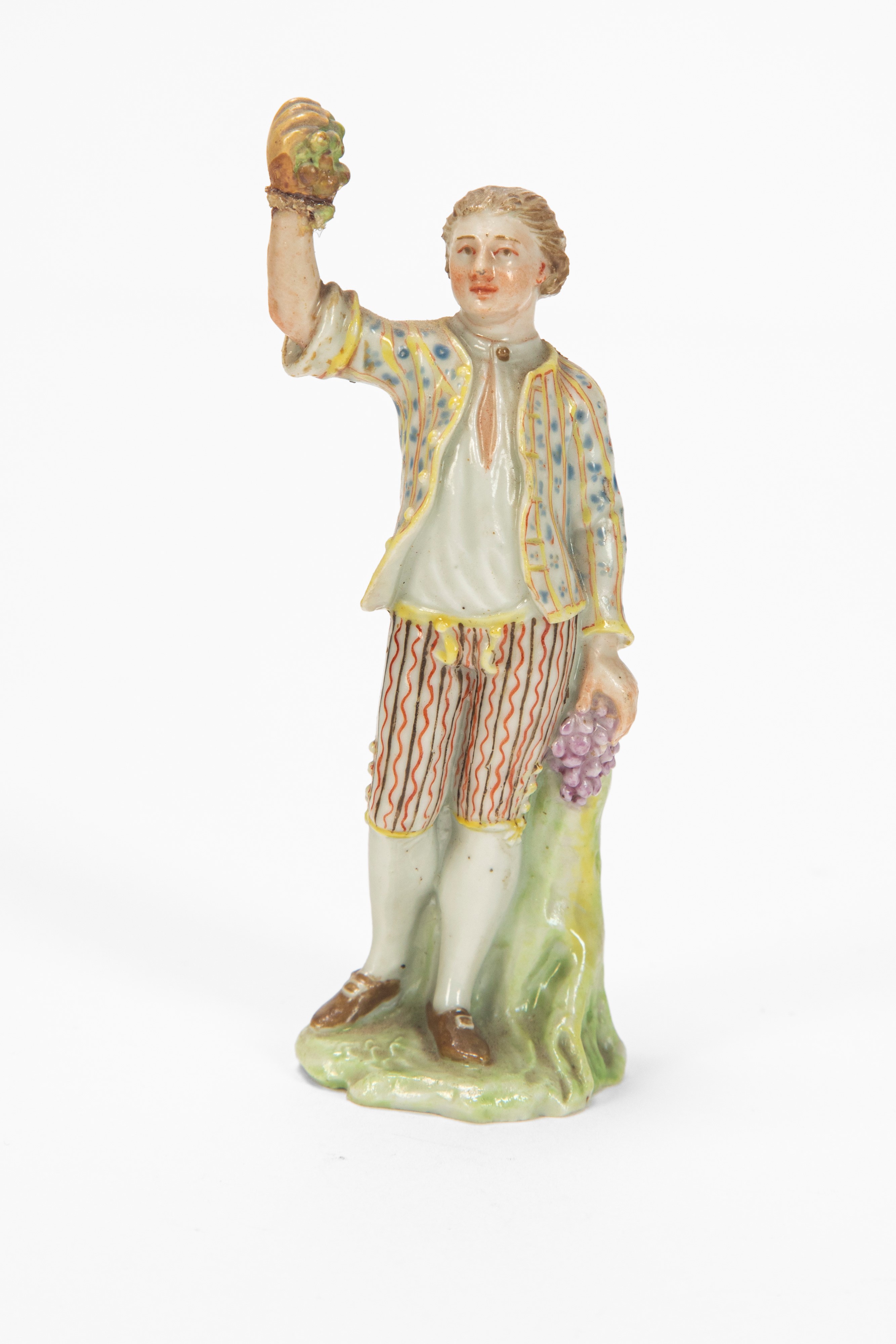 Figura di vendemmiatore, Tre figure in porcellana policroma (prob. Venezia, XVIII secolo)
