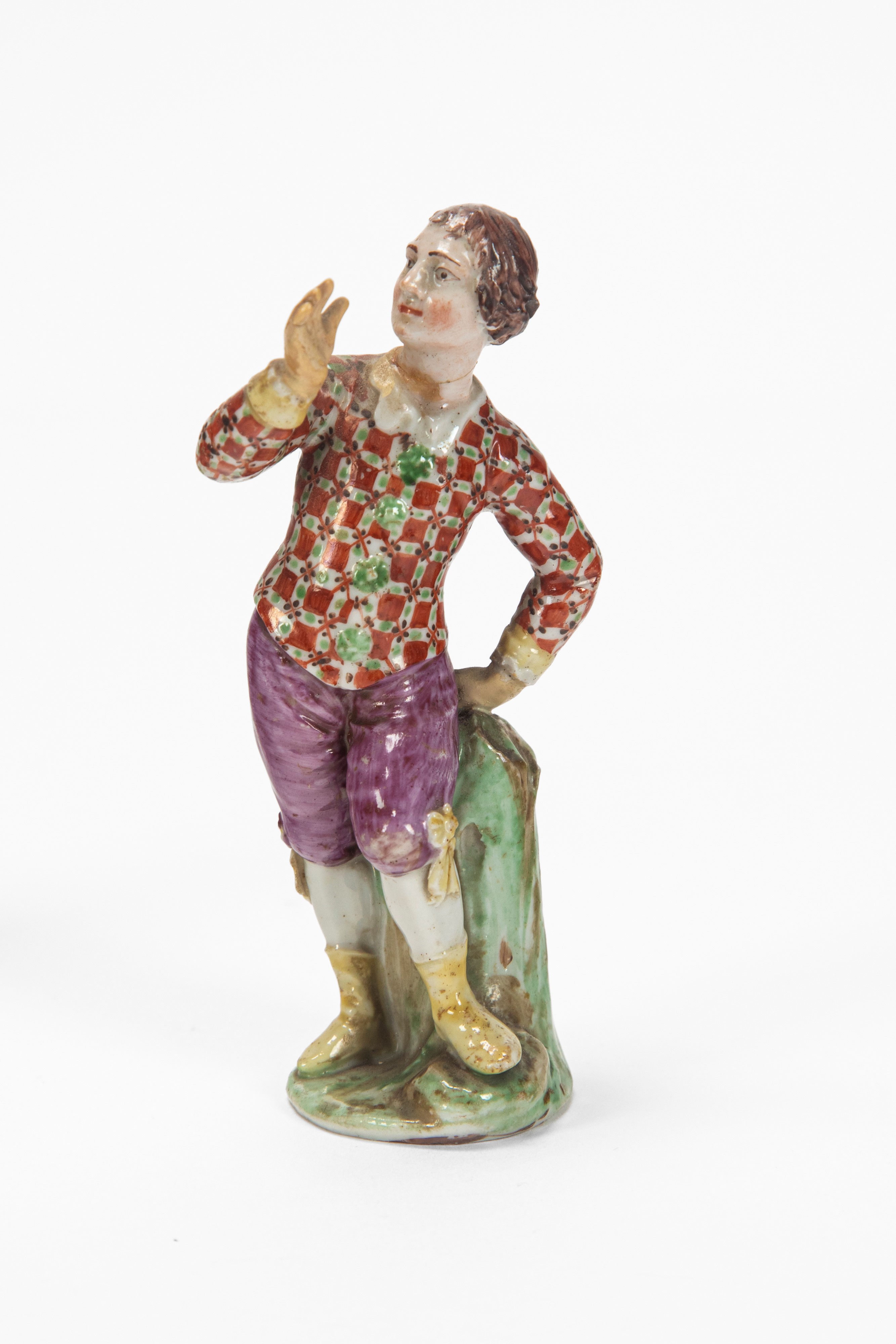 Porcellana policroma, Due figure su tronco con base a zolla (probabilmente Venezia, XVIII secolo)