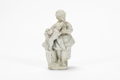 Le Nove, Bassano, Gruppo in porcellana raffigurante fanciulla con cagnolino, secolo XVIII