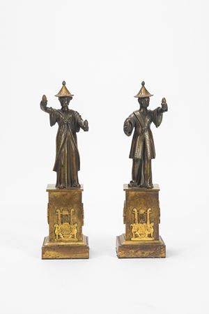Coppia di figure orientaliste in bronzo. Secolo XIX