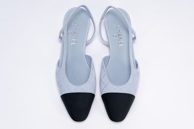 Ballerine slingback, in pelle matelassé scamosciata argentato azzurro polvere