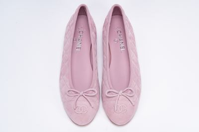 Ballerine, pelle matelassé scamosciata rosa, misura 40