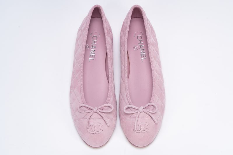 Chanel - Ballerine, pelle matelassé scamosciata rosa, misura 40