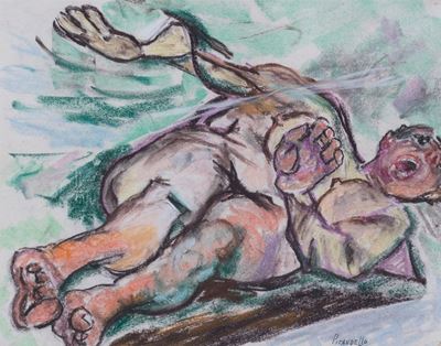 Figura distesa, pastello su carta