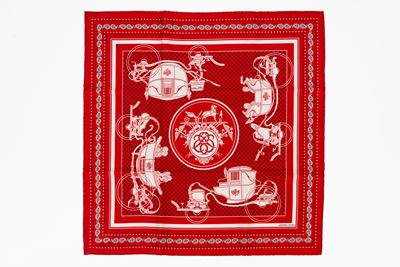 Grygkar, Foulard «Ex Libris Bandana», seta su fondo rosso