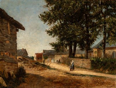Scorcio di villaggio con figure