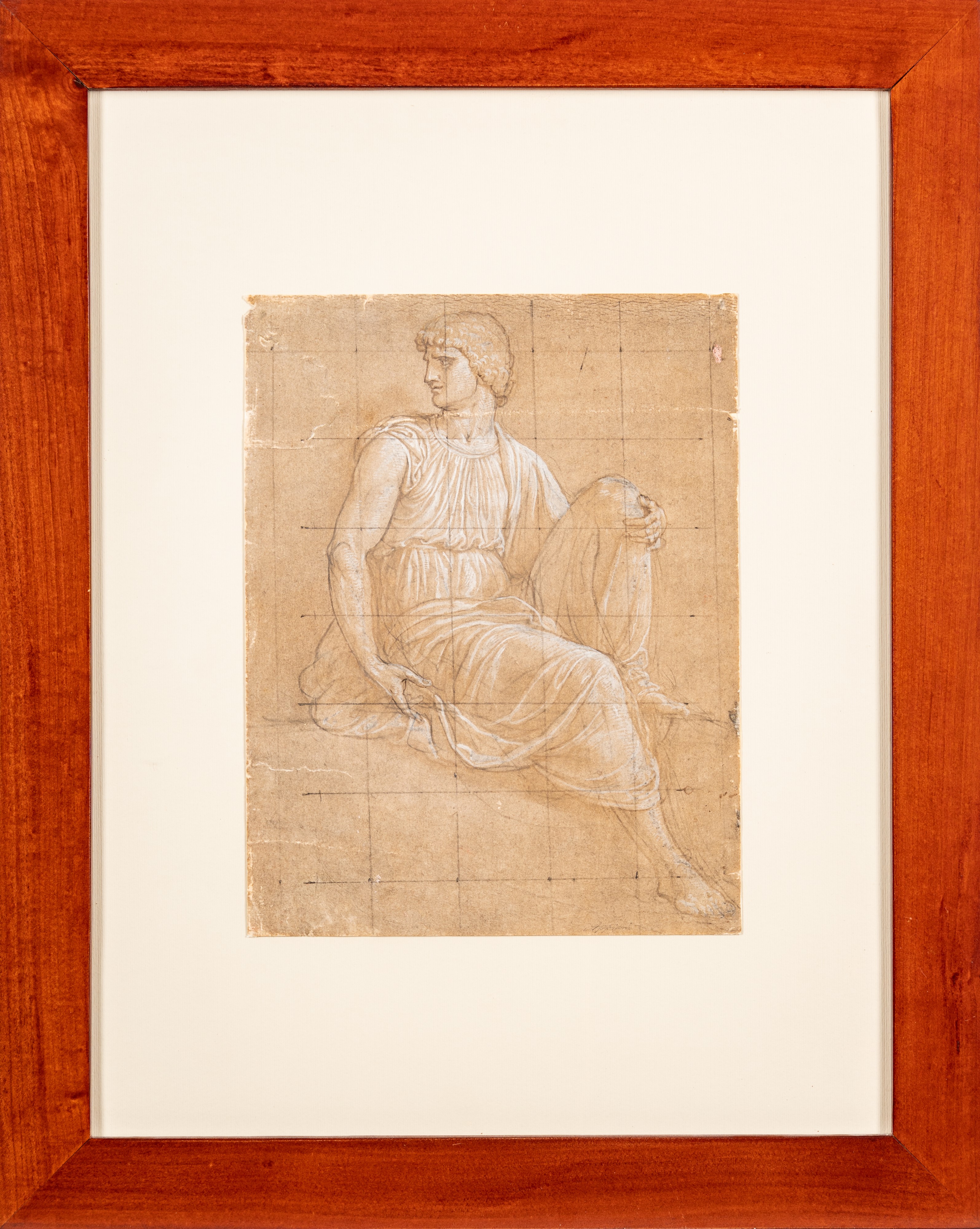 Andrea Appiani - Figura maschile seduta (disegno preparatorio)