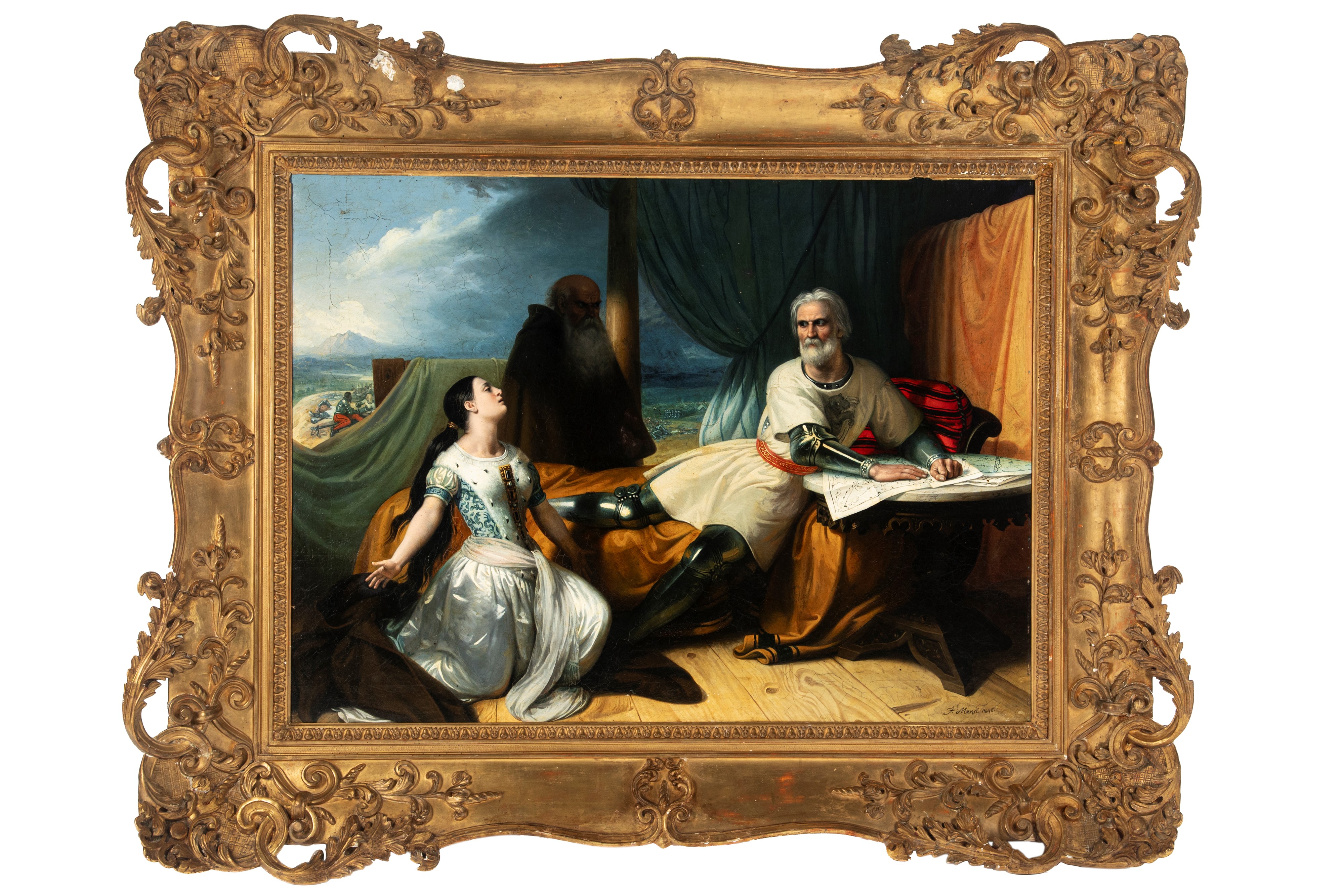 Francesco Mensi - Isabella, regina di Napoli, prostrata dinanzi al principe Orsini, duca di Taran...
