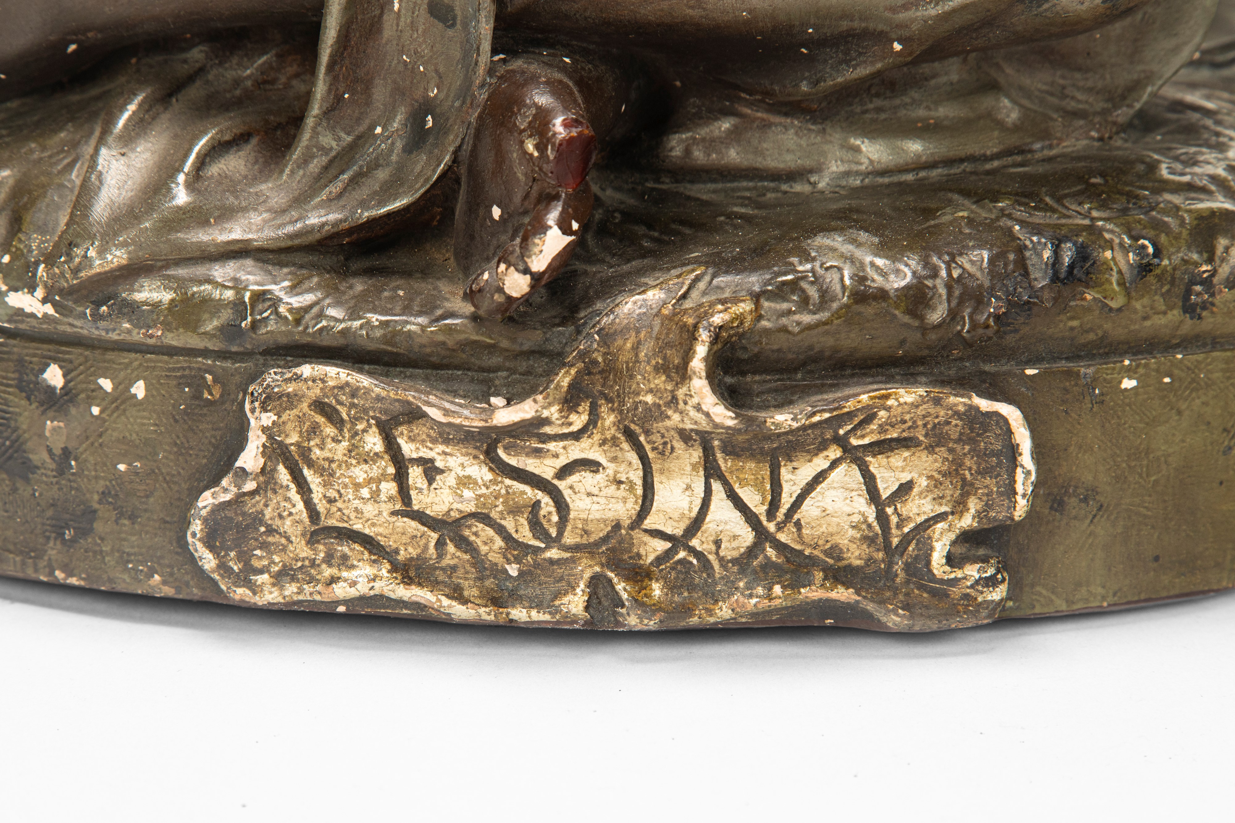 Scultura in terracotta policroma, Due mori inginocchiati e incatenati, fine secolo XIX