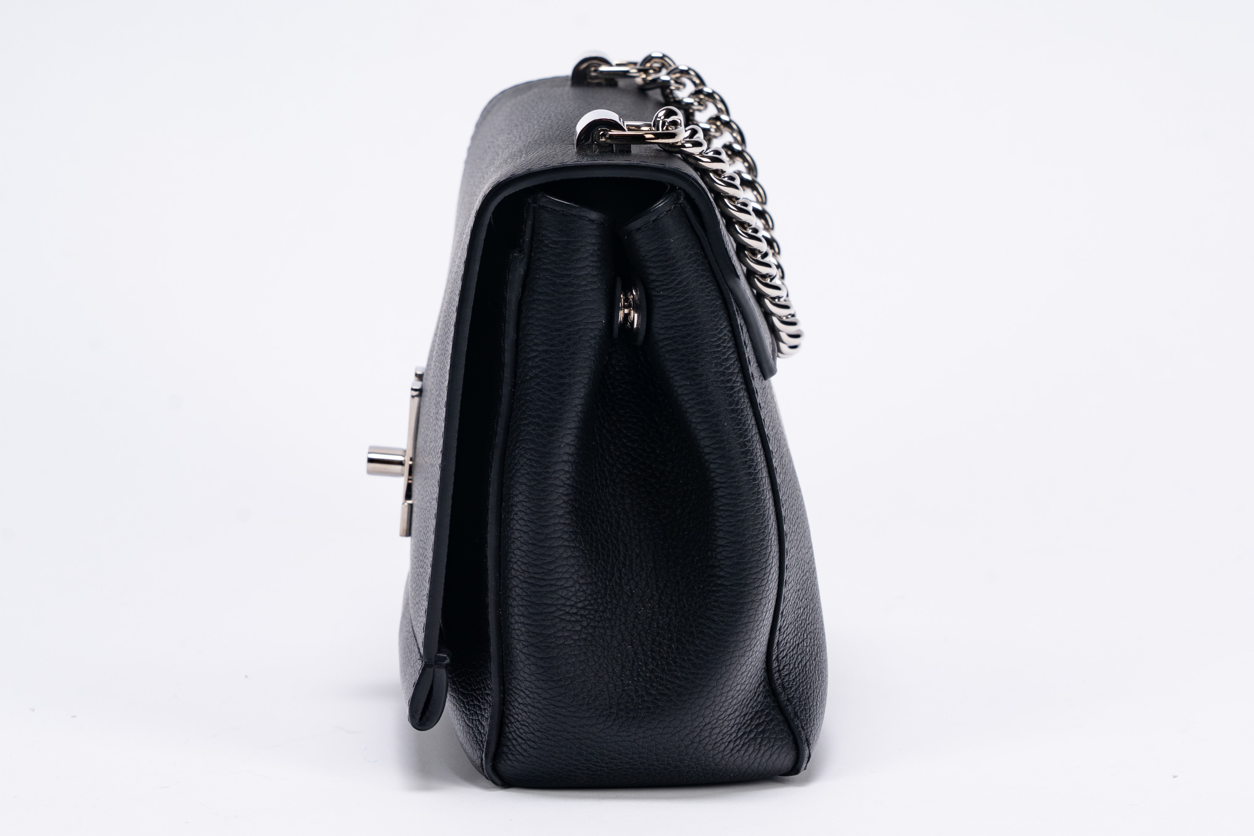Louis Vuitton - Borsa Lockme, in pelle nera con manico a catena metallica, tracolla staccabile (2...
