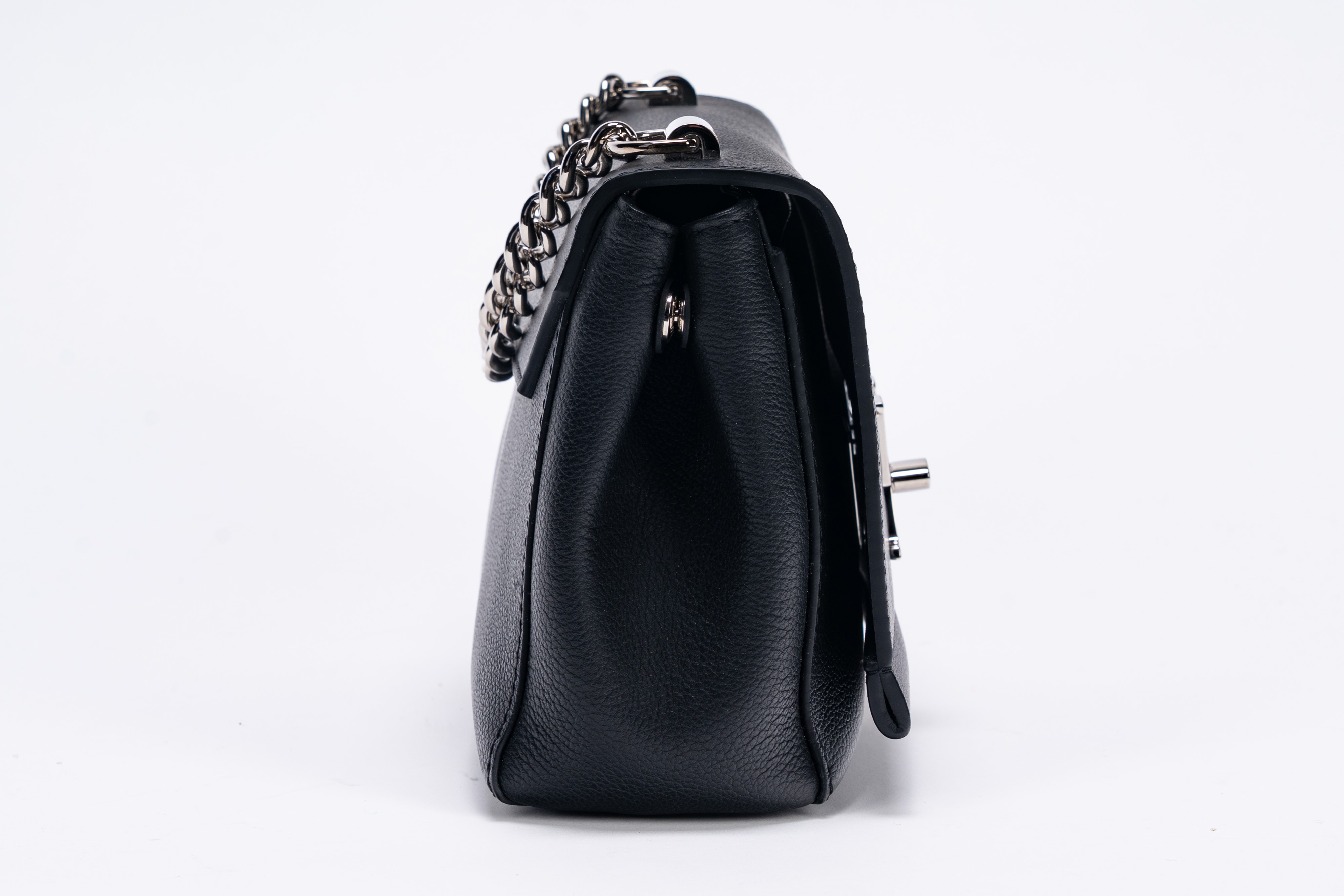 Louis Vuitton - Borsa Lockme, in pelle nera con manico a catena metallica, tracolla staccabile (2...