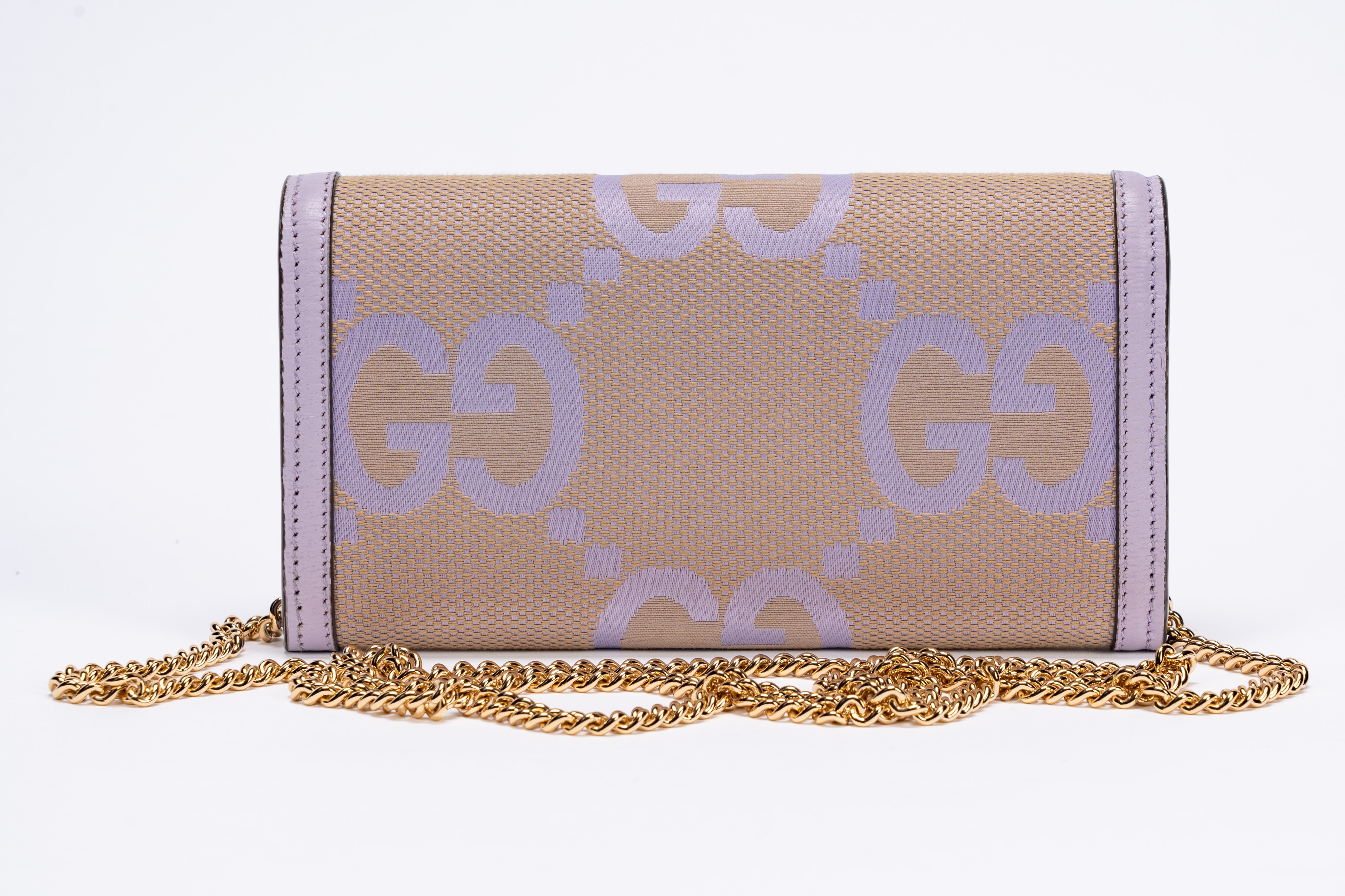 Gucci - Portafogli, in tessuto macro con logo, beige e lilla
