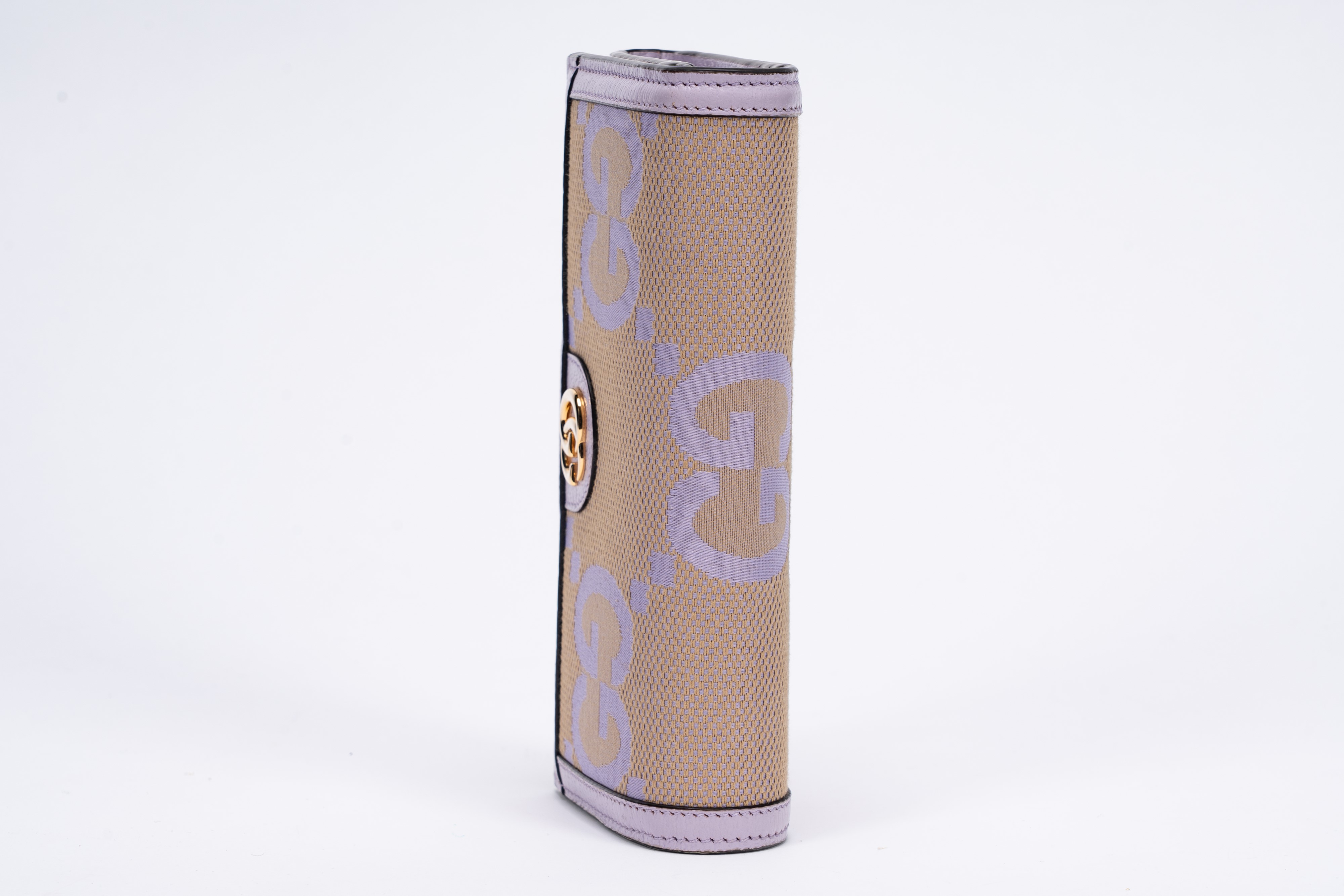 Gucci - Portafogli, in tessuto macro con logo, beige e lilla