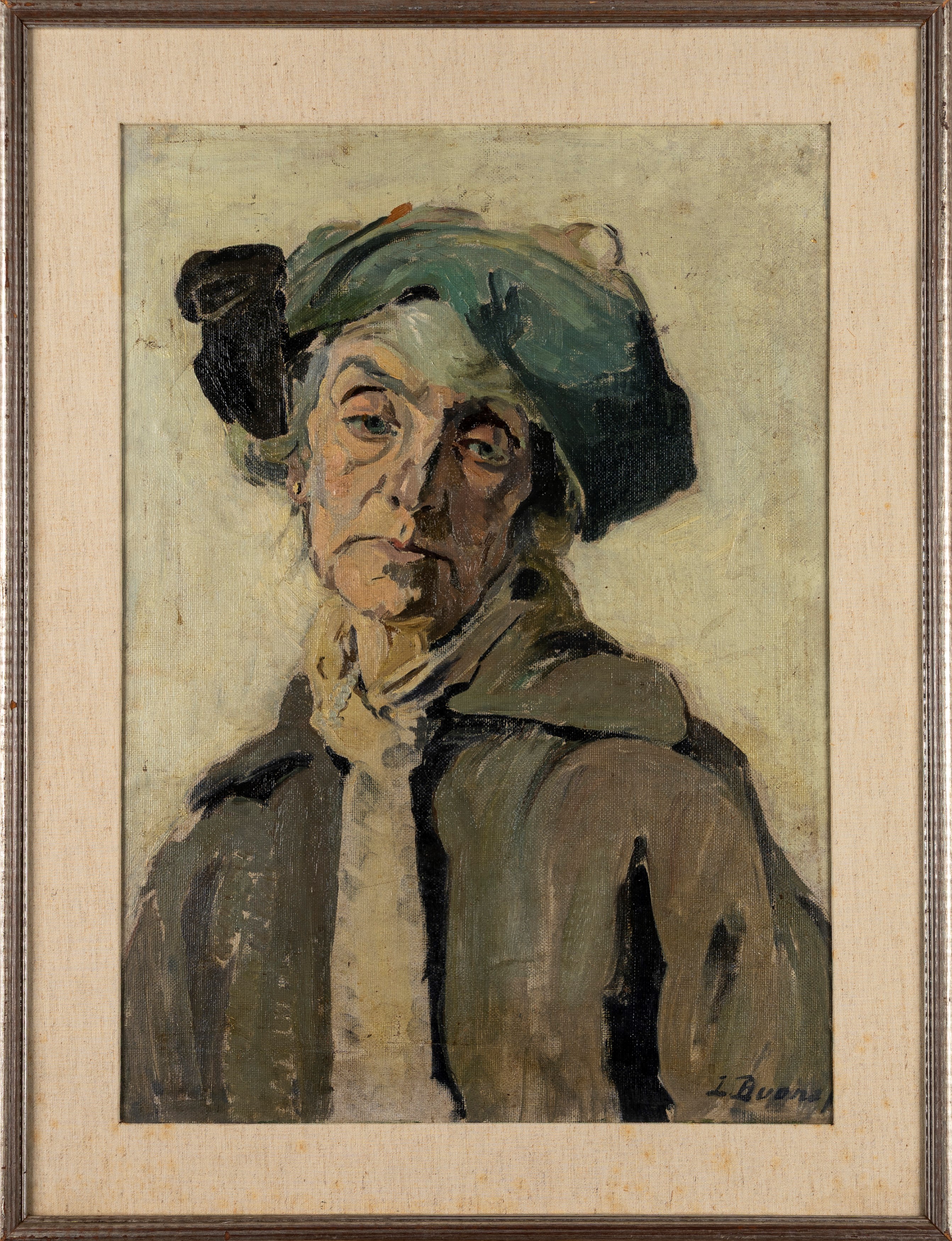Linda Levi Buonajuti - Ritratto di anziana, olio su cartone